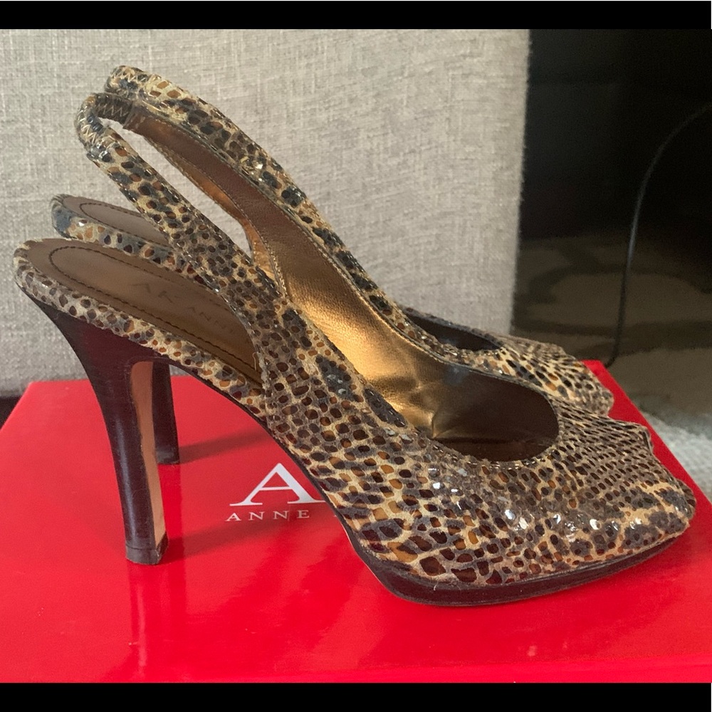 Anne Klein Leopard Heels Open Toe